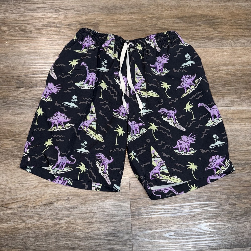 Chubbies " The History Lessons" Swim Trunks Mens Small Vibrant Dinosaur Print
